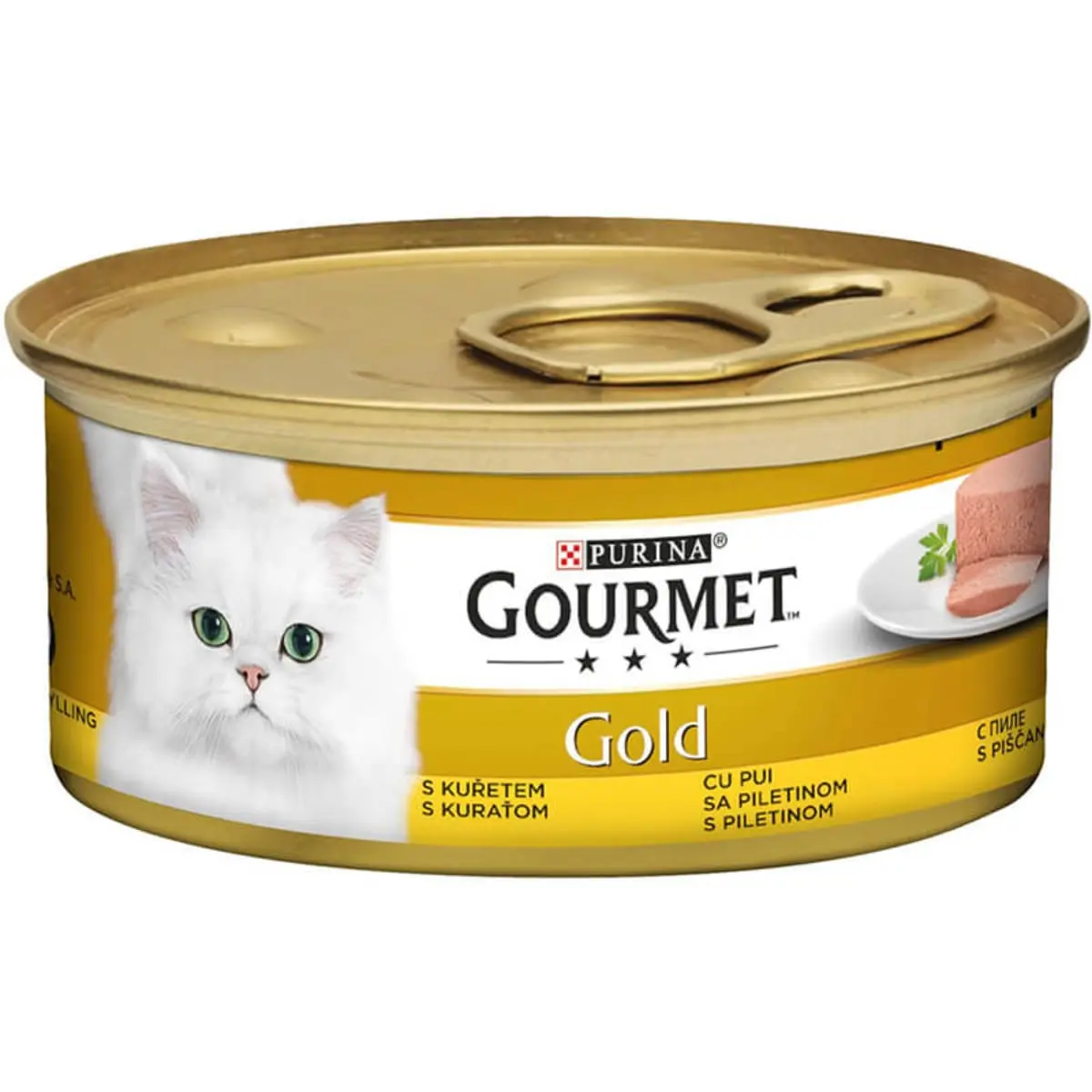 PURINA Gourmet Gold Mousse, Pui, conserva hrana umeda pisici, (pate), 85g