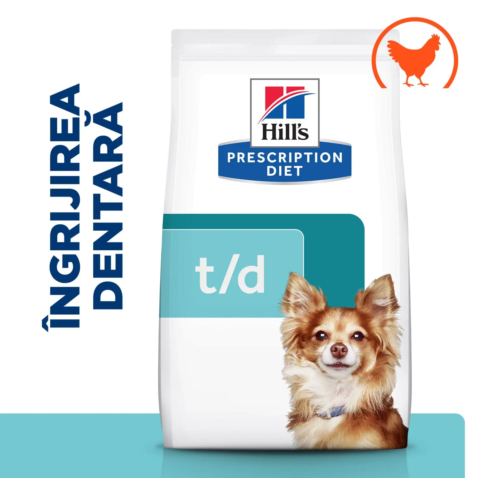 HILL'S Prescription Diet t/d Dental Care Mini, Pui, dieta veterinara caini, hrana uscata, sensibilitati dentare, 3kg - Image 7