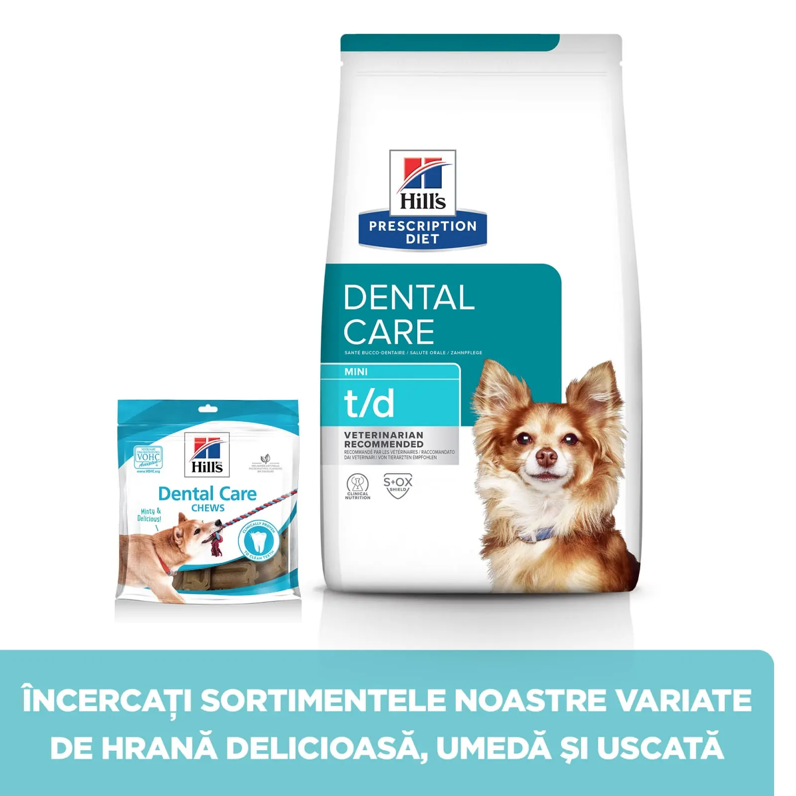 HILL'S Prescription Diet t/d Dental Care Mini, Pui, dieta veterinara caini, hrana uscata, sensibilitati dentare, 3kg - Image 11