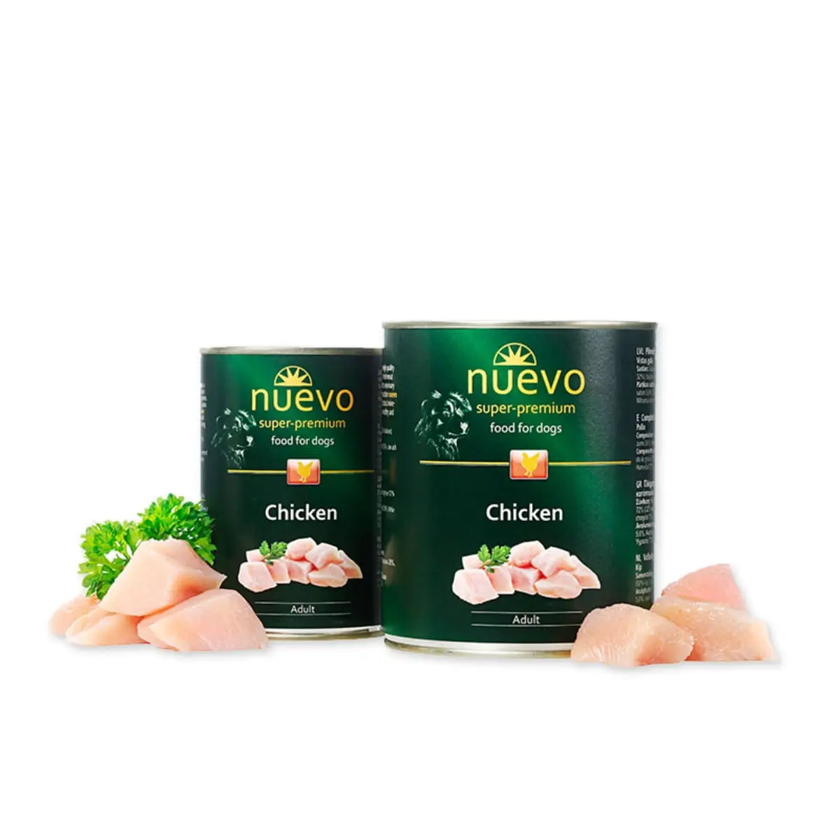 NUEVO, XS-XL, Pui, conserva hrana umeda fara cereale caini, (pate), 400g - Image 2