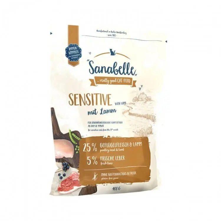 SANABELLE Sensitive, Miel si Afine, hrana uscata pisici, sistem digestiv Sanabelle Sensitive cu Miel, 400 g