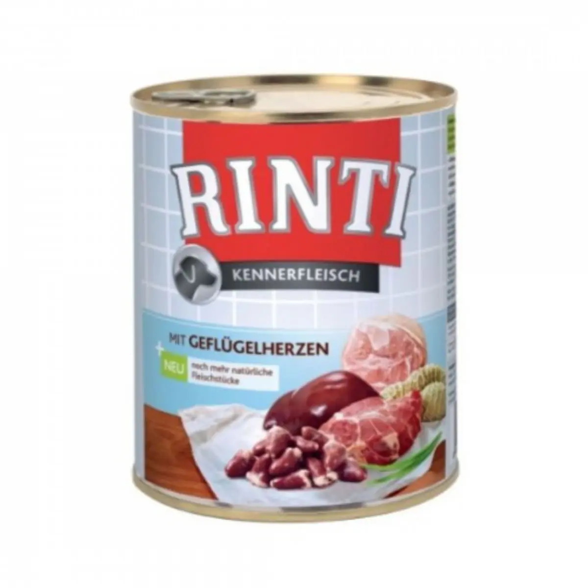 RINTI, XS-XL, Inimi de Pui, conserva hrana umeda fara cereale caini, (in suc propriu), 800g