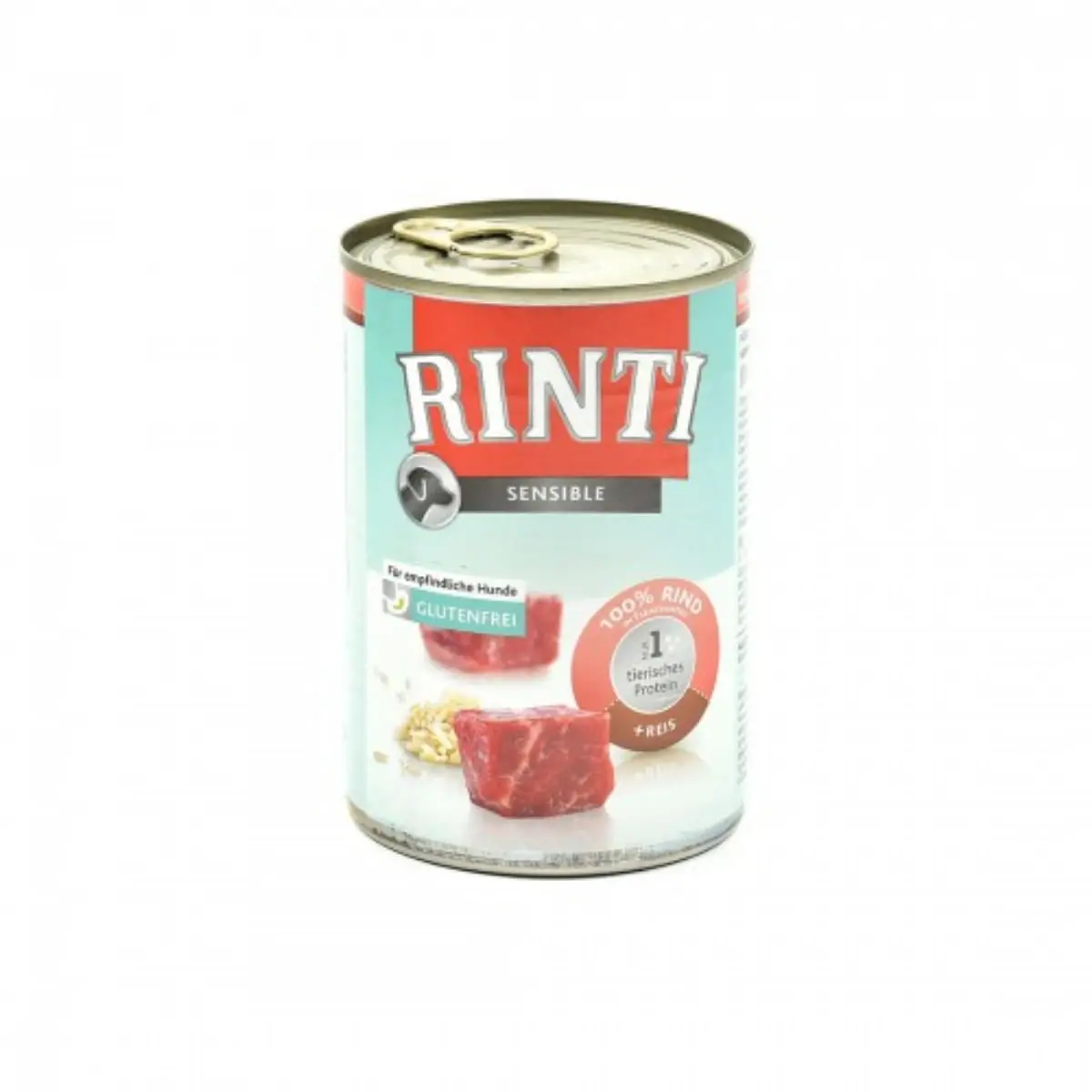 RINTI Sensible, XS-XL, Vita si Orez, conserva hrana umeda monoproteica caini, alergii, (in suc propriu), 400g