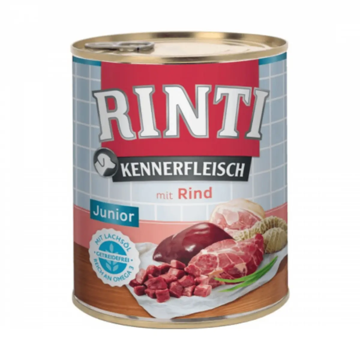 RINTI Junior, XS-XL, Vita, conserva hrana umeda fara cereale caini junior, (in suc propriu), 800g - Image 2