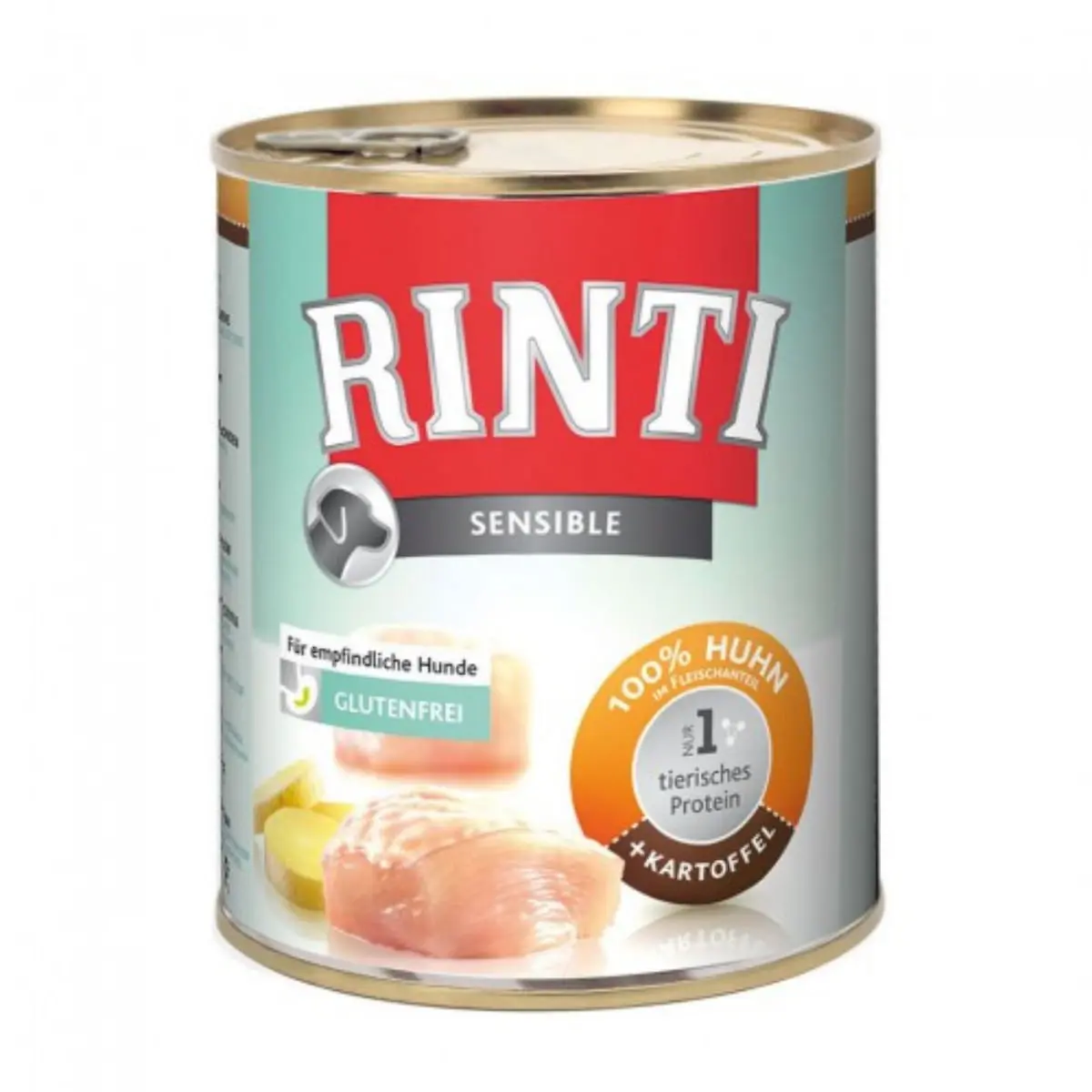 RINTI Sensible, XS-XL, Pui si Cartofi, conserva hrana umeda monoproteica fara cereale caini, (in suc propriu), 800g