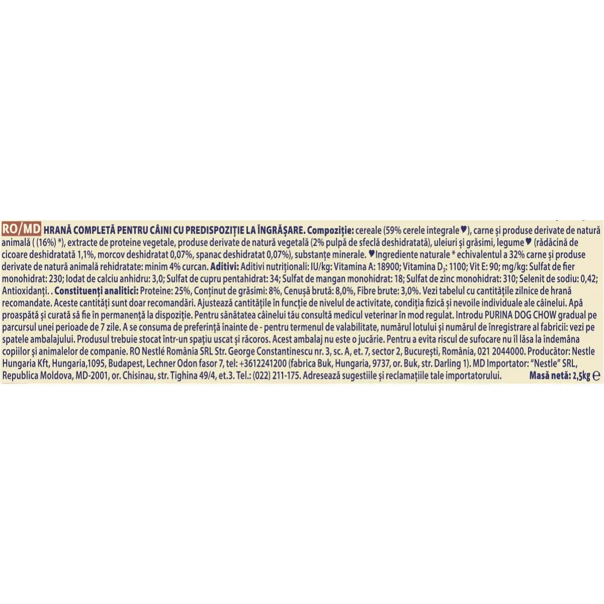 PURINA Dog Chow Adult Light, Curcan, hrana uscata caini, managementul greutatii, 2.5kg - Image 3