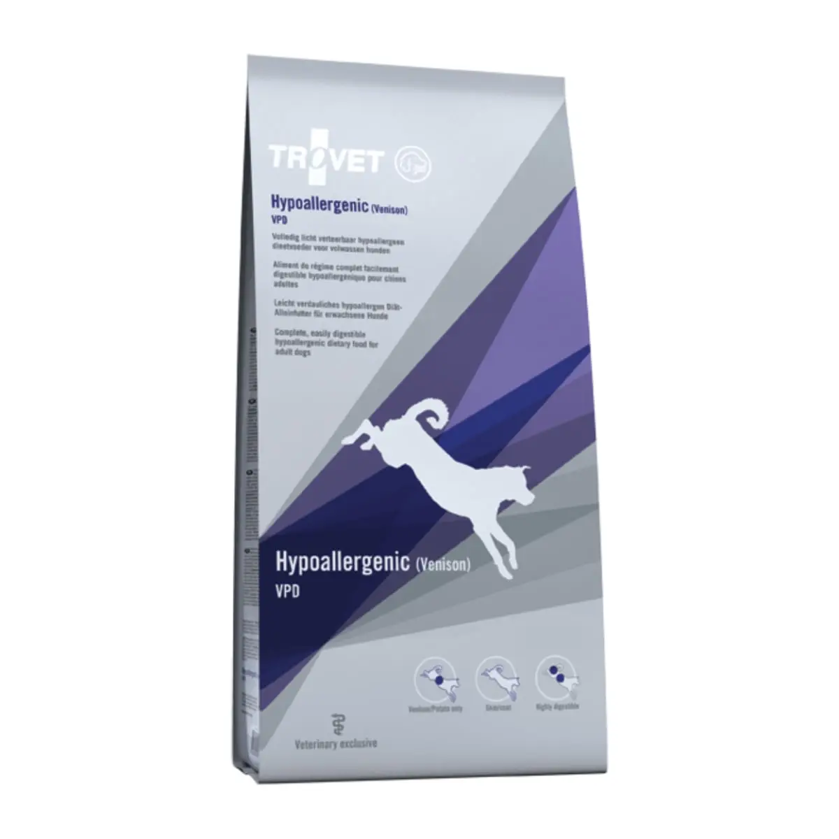 TROVET Dog Hypoallergenic VPD, Caprioara, dieta veterinara caini, hrana uscata, afectiuni digestive si dermatologice, 10kg