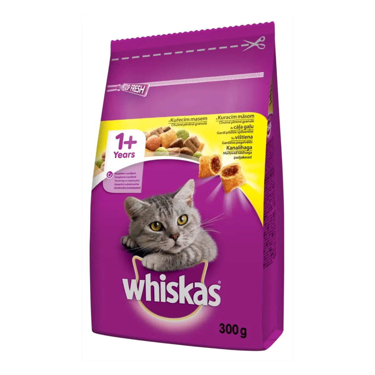 WHISKAS Adult, Pui, hrana uscata pisici, 300g