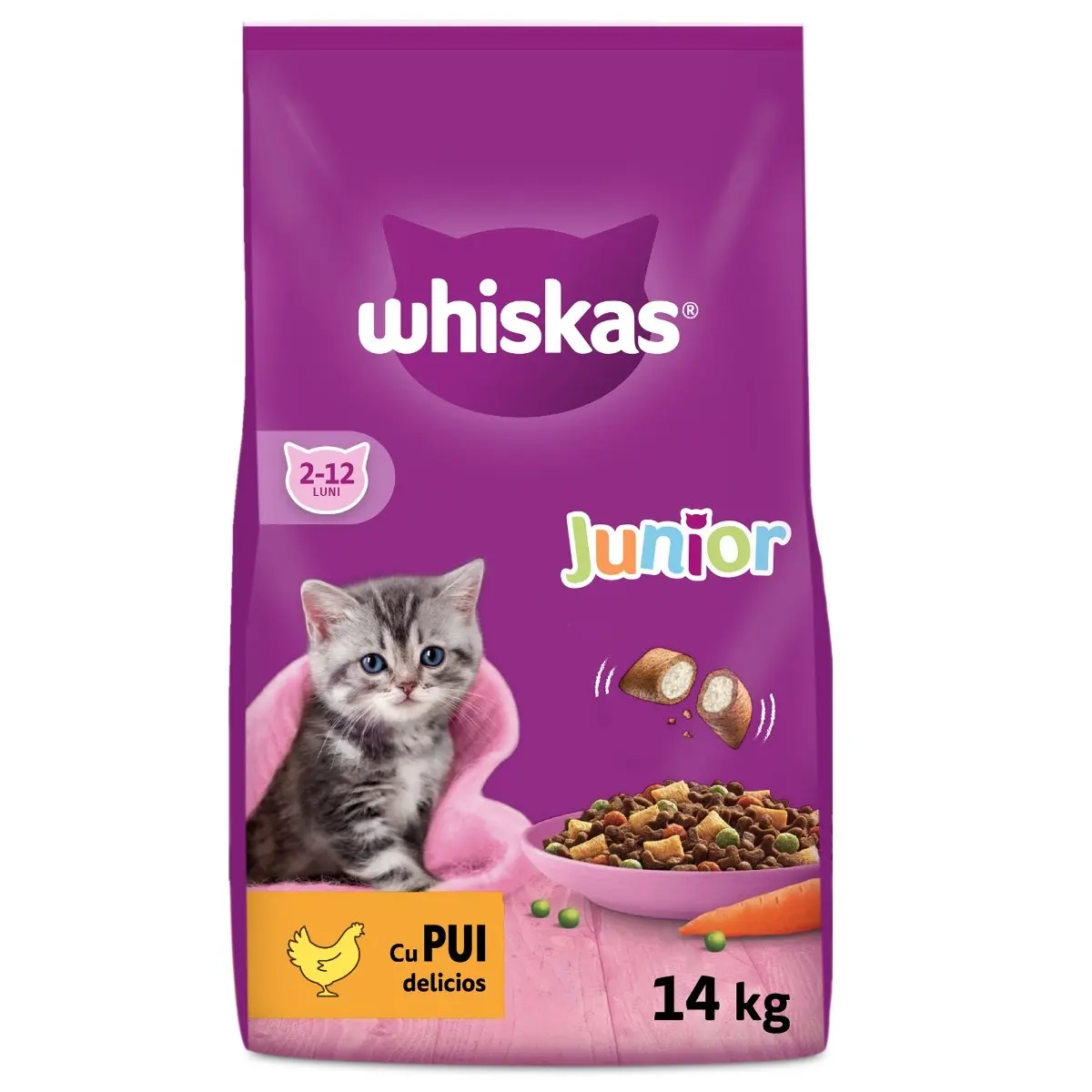 WHISKAS Junior, Pui, hrana uscata pisici junior, 14kg - Image 3