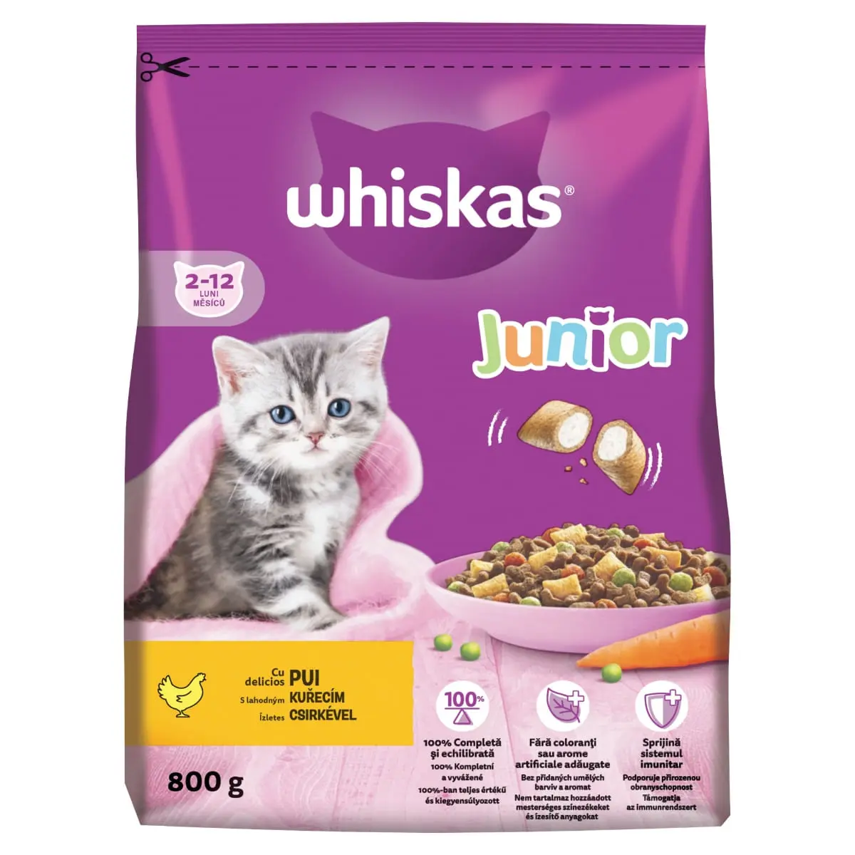 WHISKAS Junior, Pui, hrana uscata pisici junior, 800g - Image 6