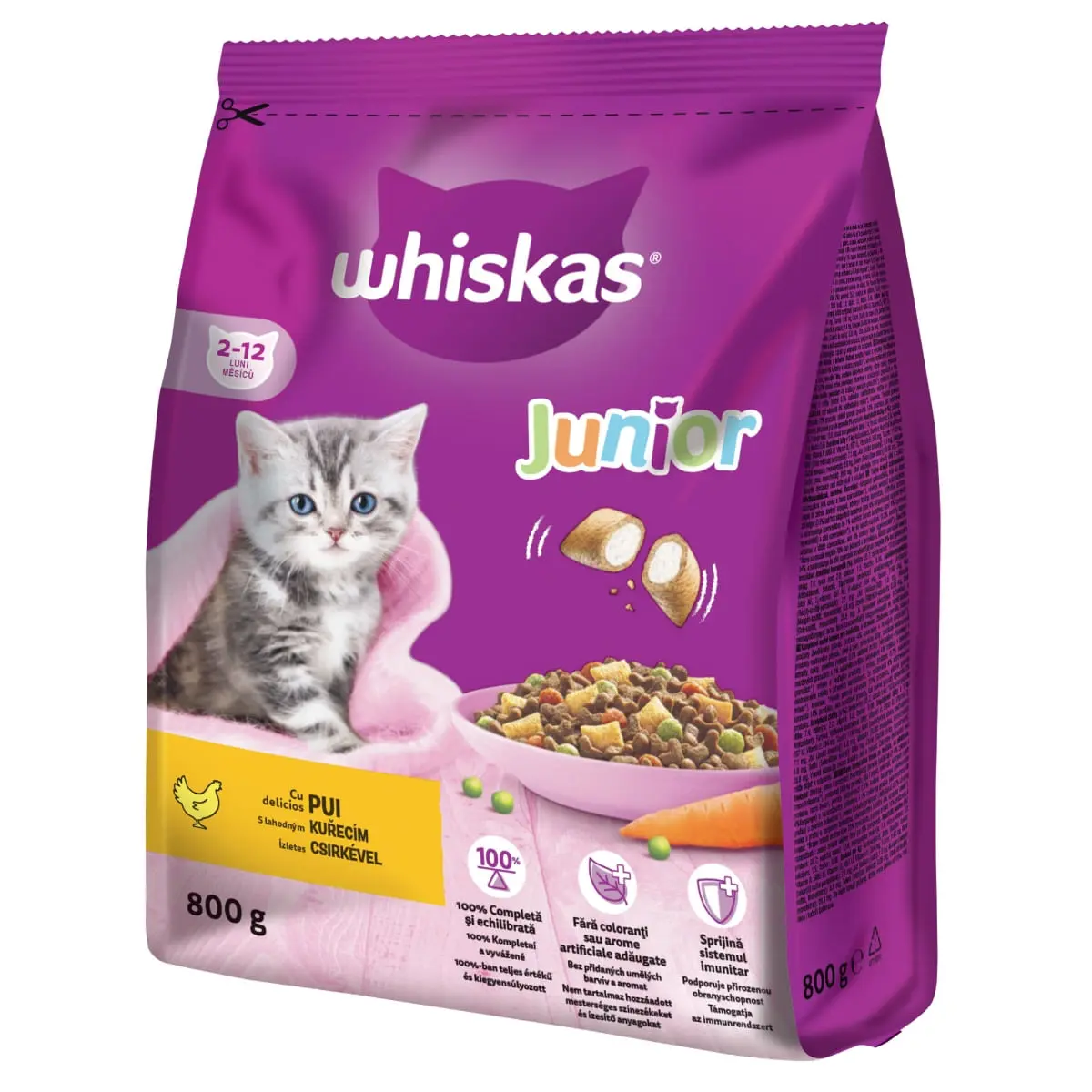 WHISKAS Junior, Pui, hrana uscata pisici junior, 800g - Image 8