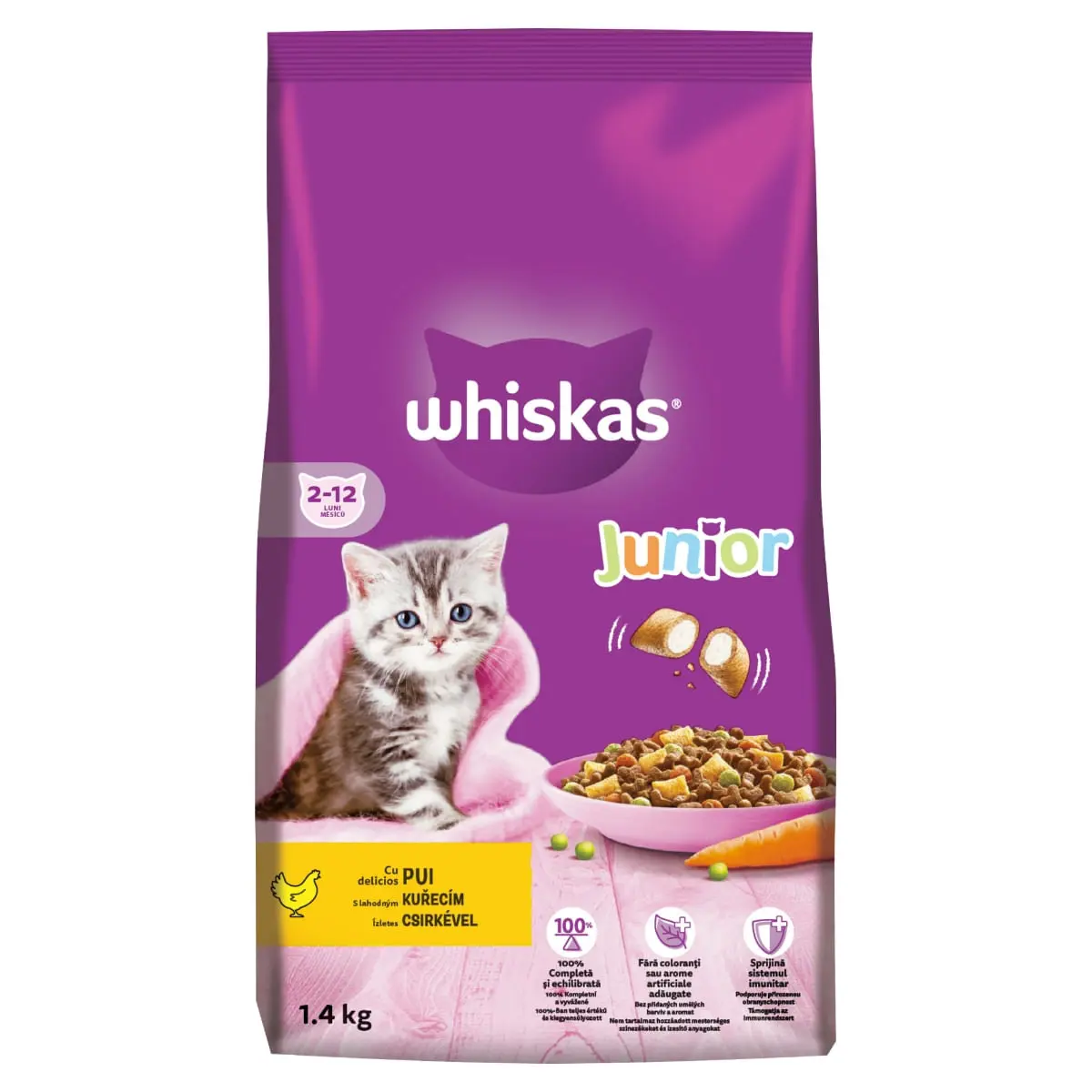 WHISKAS Junior, Pui, hrana uscata pisici junior, 1.4kg - Image 9