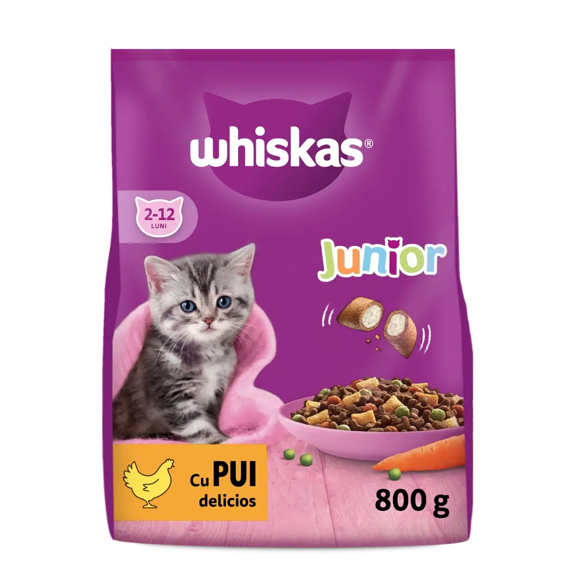 WHISKAS Junior, Pui, hrana uscata pisici junior, 800g - Image 10