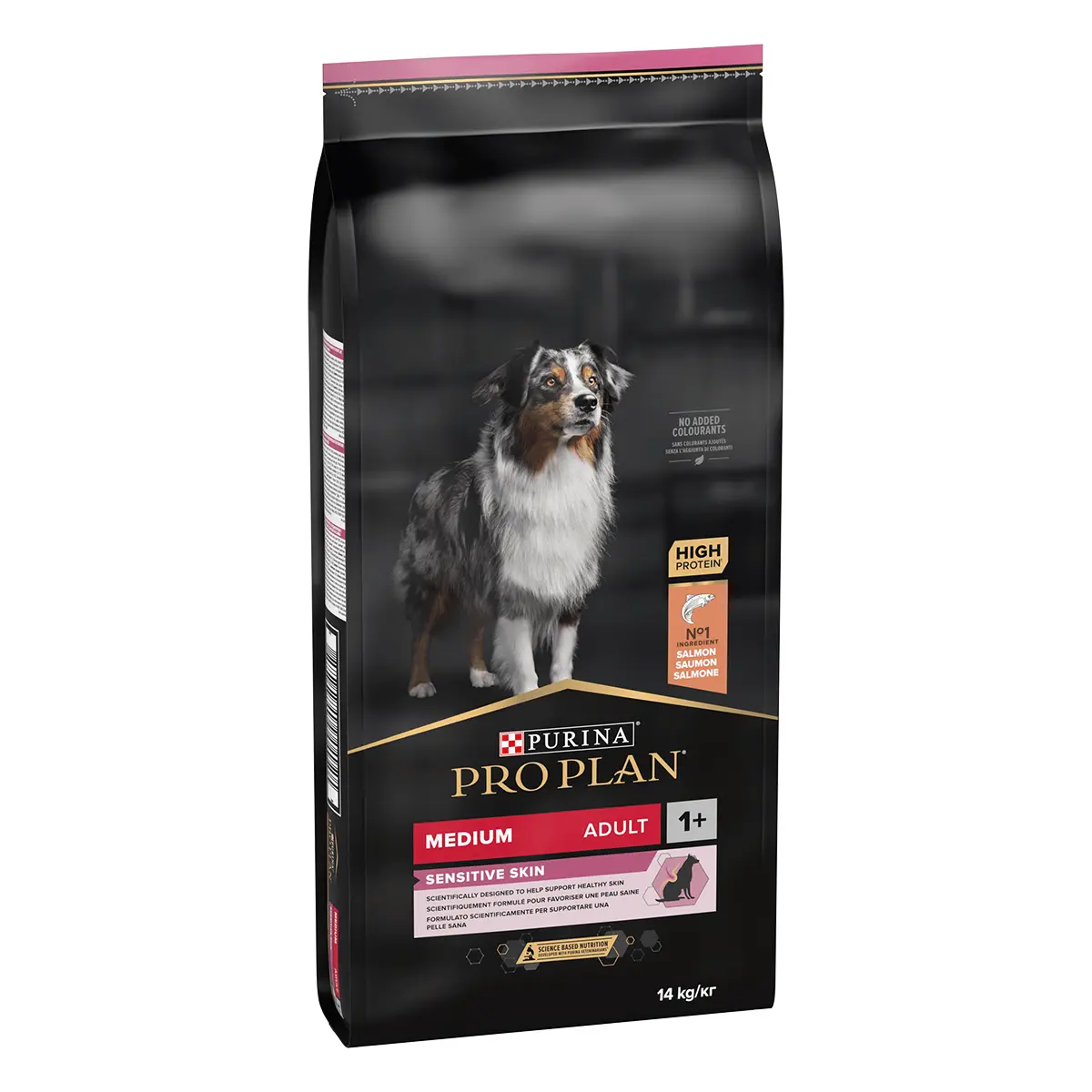 PURINA Pro Plan Sensitive Skin Adult M, Somon, hrana uscata caini, piele si blana, 14kg