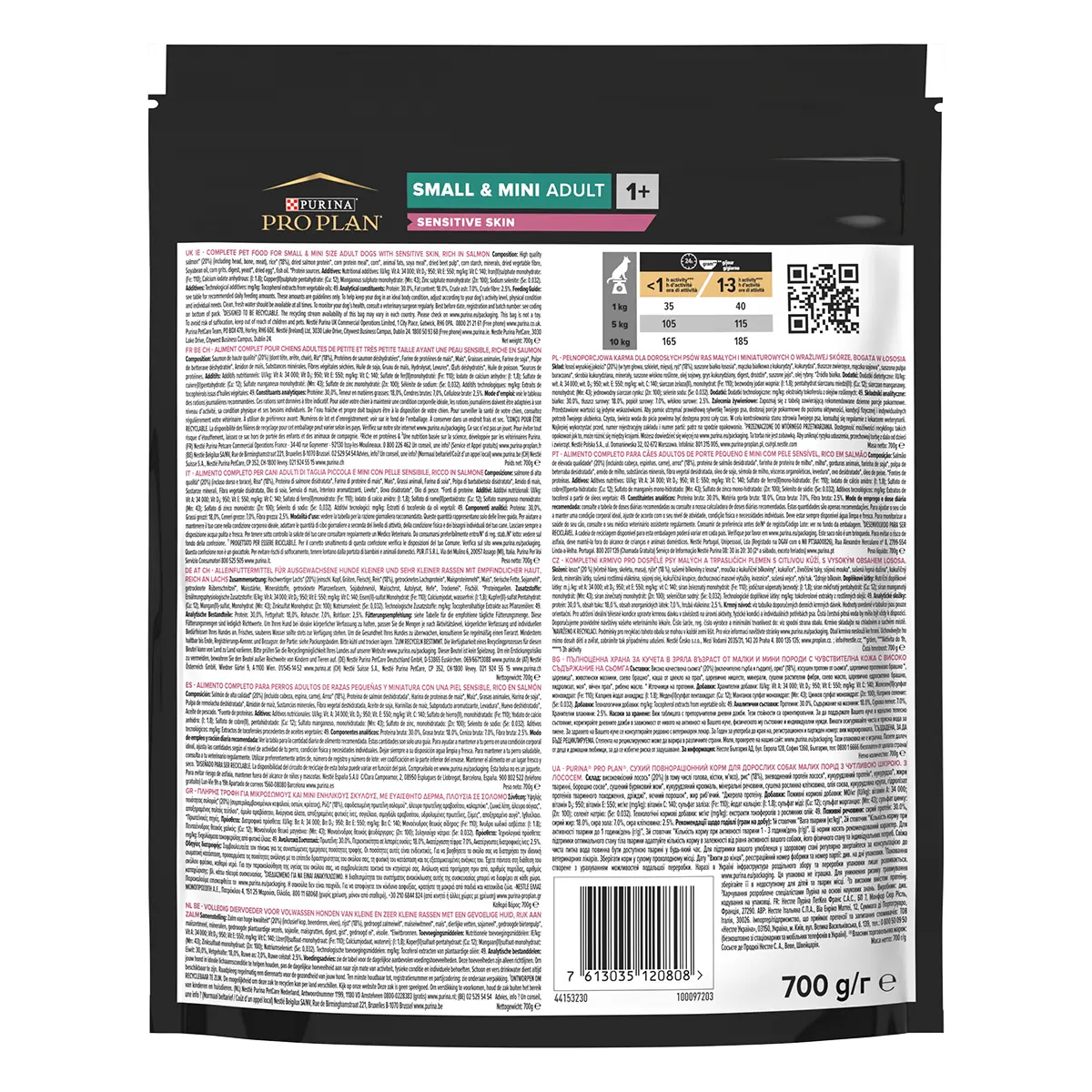 PURINA Pro Plan Sensitive Skin Adult S, Somon, hrana uscata caini, piele si blana, 700g - Image 2