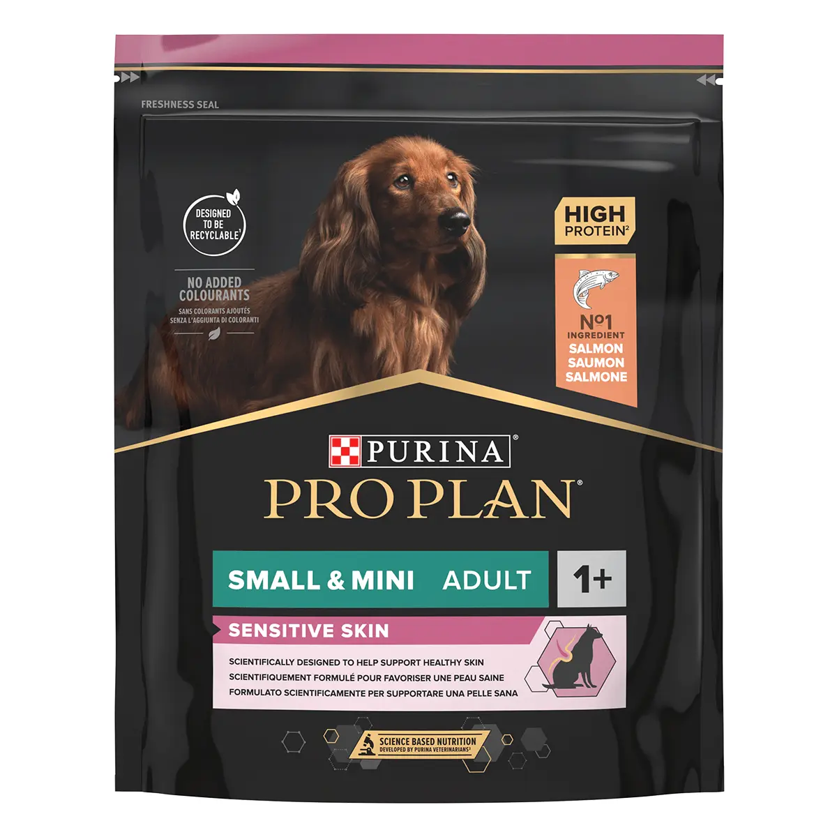 PURINA Pro Plan Sensitive Skin Adult S, Somon, hrana uscata caini, piele si blana, 700g
