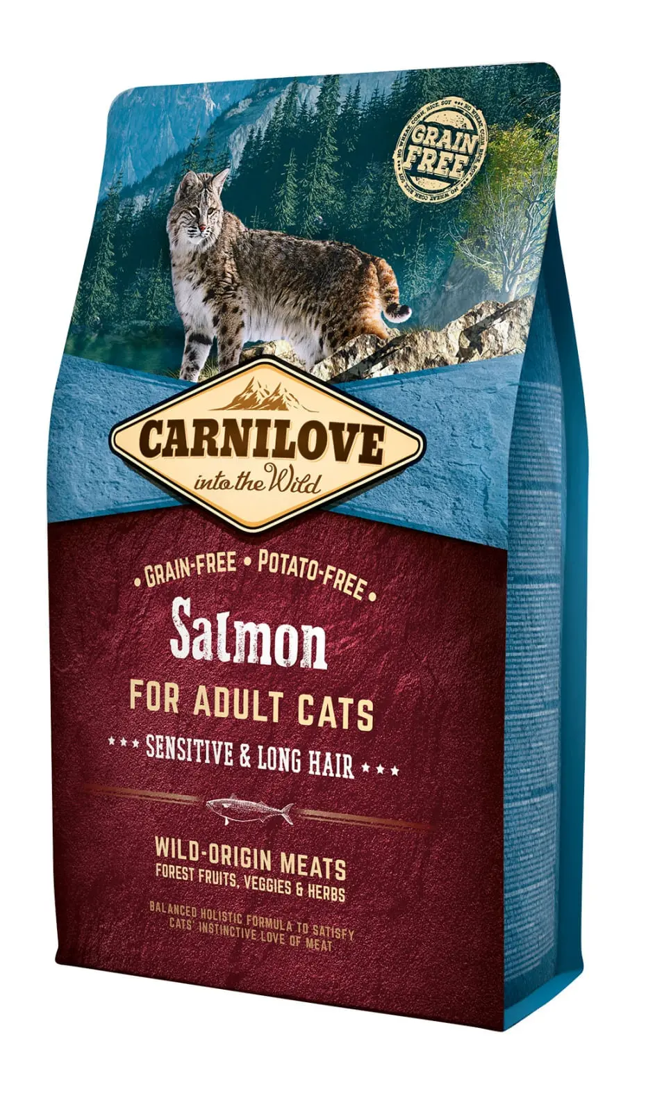 CARNILOVE Sensitive & Long Hair, Somon, hrana uscata fara cereale pisici, sensibilitati digestive, piele si blana, 6kg - Image 2
