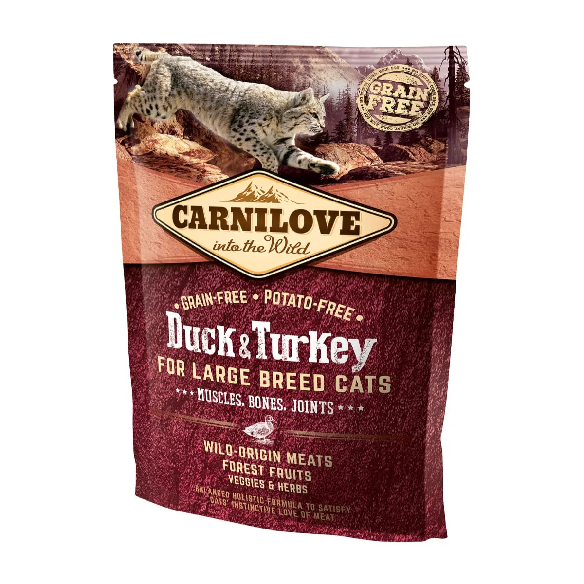 CARNILOVE Adult L-XL, Rata si Curcan, hrana uscata fara cereale pisici talie mare, 400g - Image 3