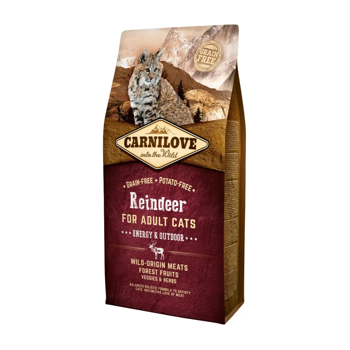 CARNILOVE Energy & Outdoor, Ren, hrana uscata fara cereale pisici de exterior si activitate intensa, 400g