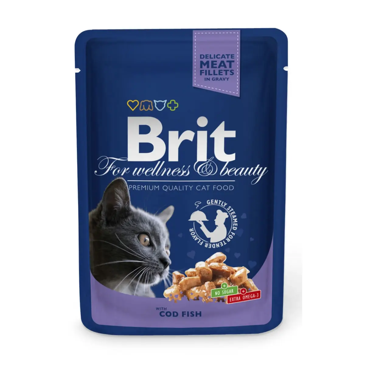 BRIT Premium, Cod, plic hrana umeda pisici, (in sos), 100g