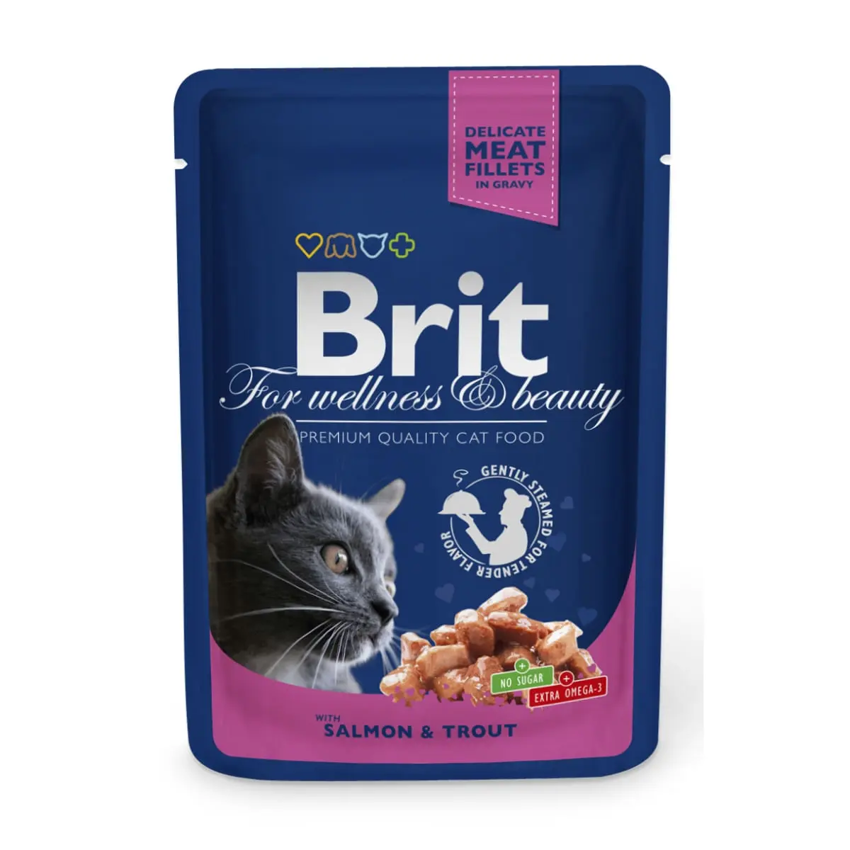 BRIT Premium, Somon si Pastrav, plic hrana umeda pisici, (in sos), 100g - Image 2