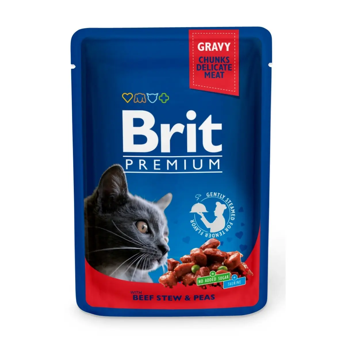 BRIT Premium, Vita si Mazare, plic hrana umeda pisici, (in sos), 100g - Image 2