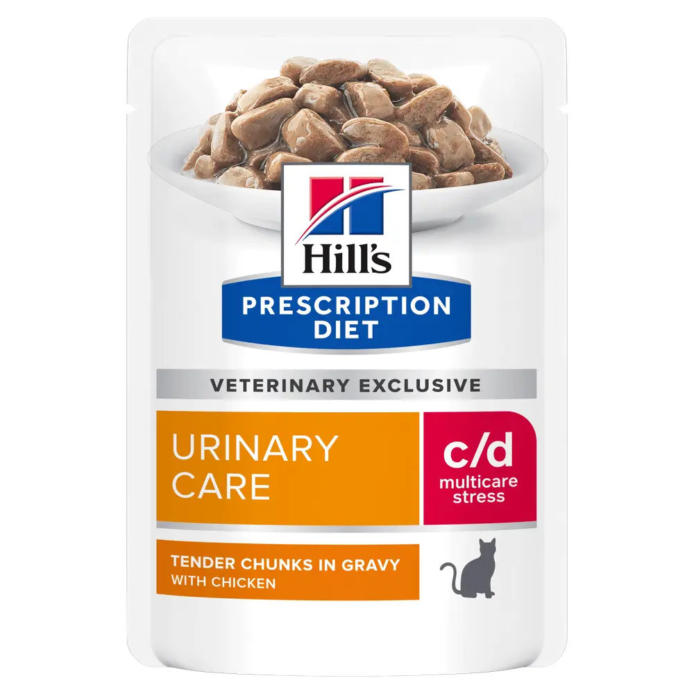 HILL'S PRESCRIPTION DIET c/d, Pui, dieta veterinara, plic hrana umeda pisici, sistem urinar, sistem nervos & calmante, (in sos), bax, 85g x 12buc - Image 2