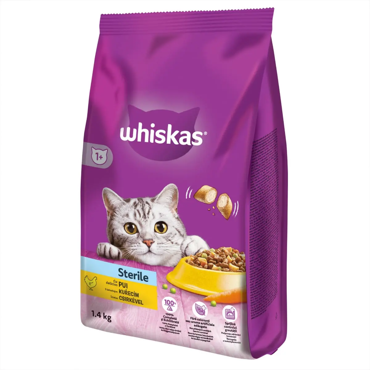 WHISKAS Adult Sterile, Pui, hrana uscata pisici sterilizate, 1.4kg - Image 7
