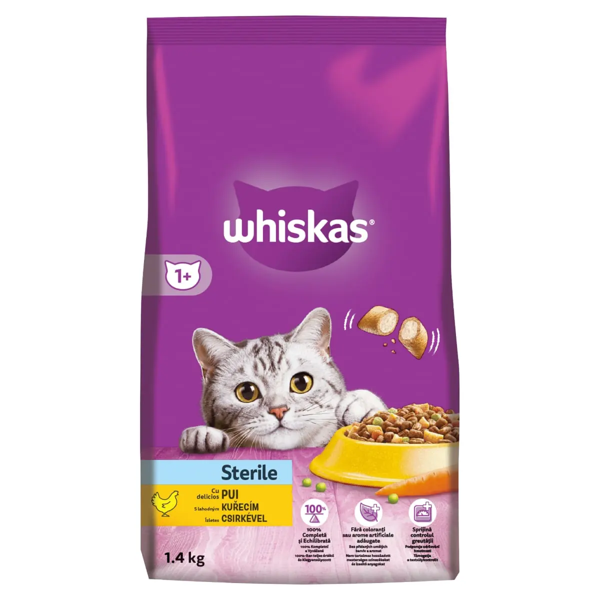 WHISKAS Adult Sterile, Pui, hrana uscata pisici sterilizate, 1.4kg - Image 11