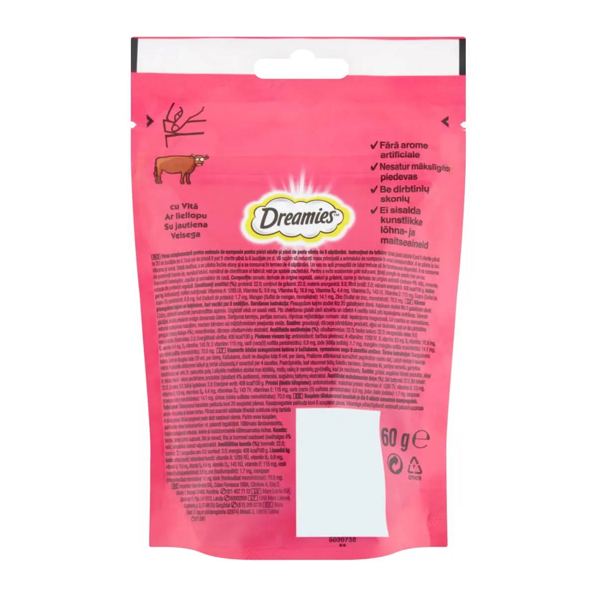 DREAMIES, Vita, punguta recompense pisici, 60g - Image 3