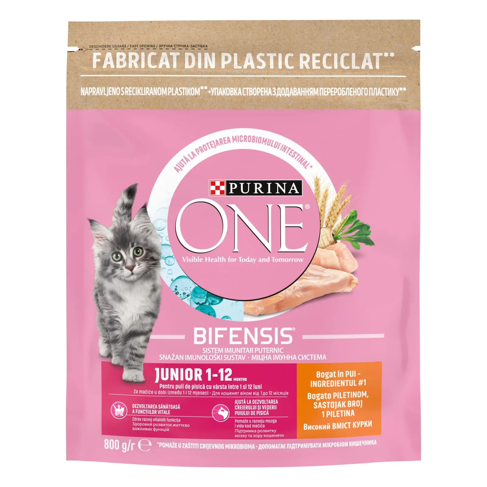 PURINA One Junior, Pui cu Cereale Integrale, hrana uscata pisici junior, 800g - Image 3