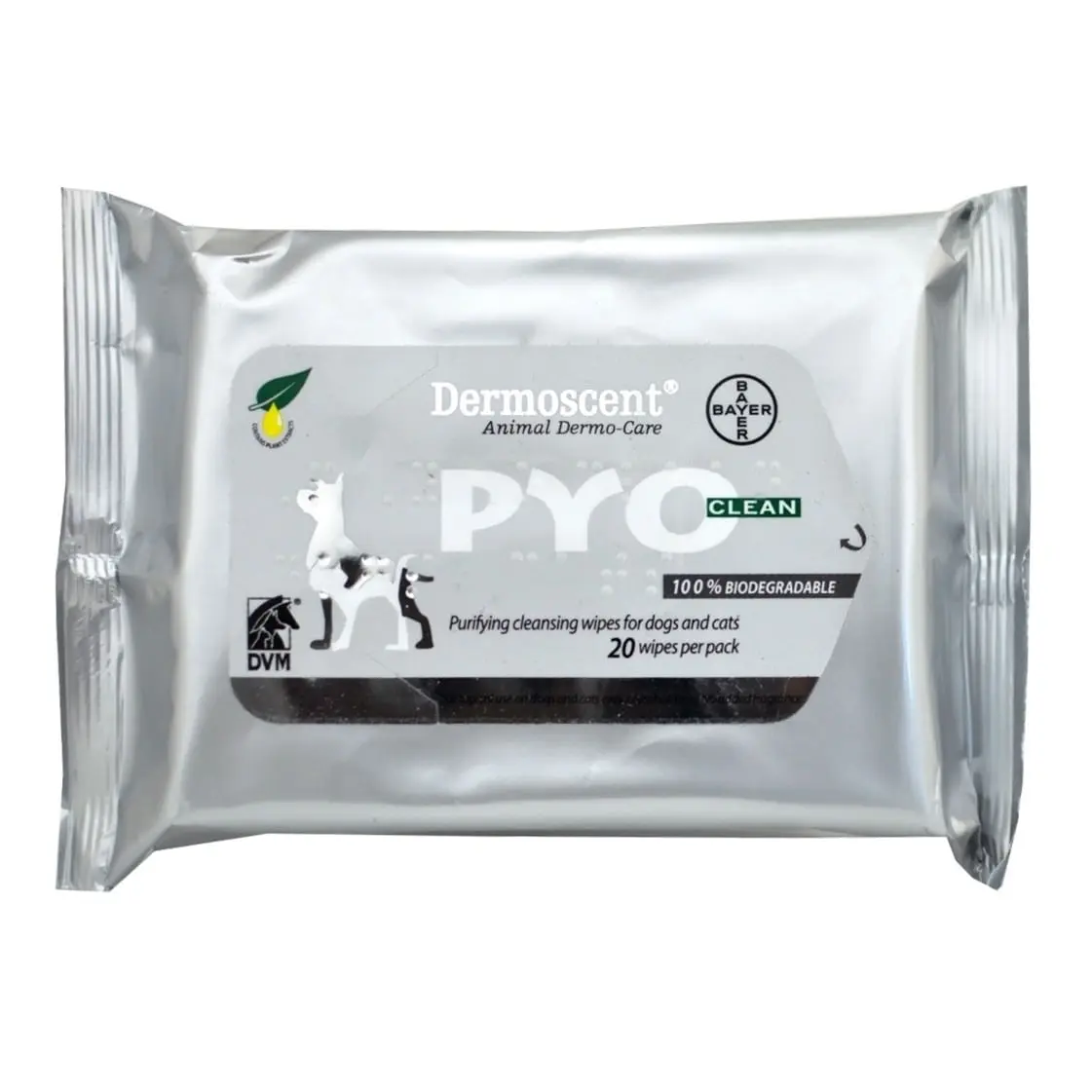 DERMOSCENT Pyo Clean, servetele umede caini si pisici, antibacteriene, neparfumate, cutie, 20buc - Image 2