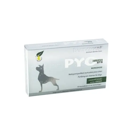 DERMOSCENT PYO Clean Oto, solutie igiena urechilor pipete caini, calmanta, antibacteriene, cutie, 10buc
