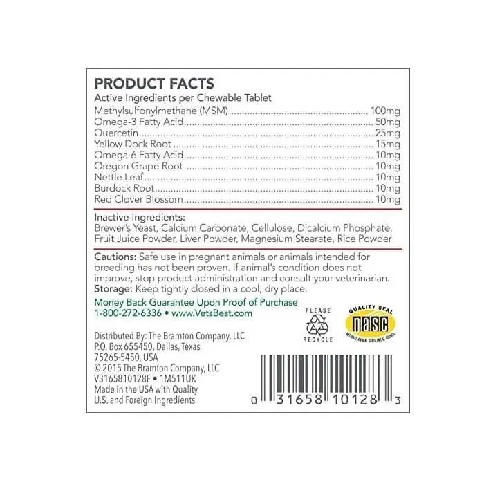 Vet's Best Supliment Nutritiv pentru Caini, Blanita Sanatoasa, 60 tablete - Image 3