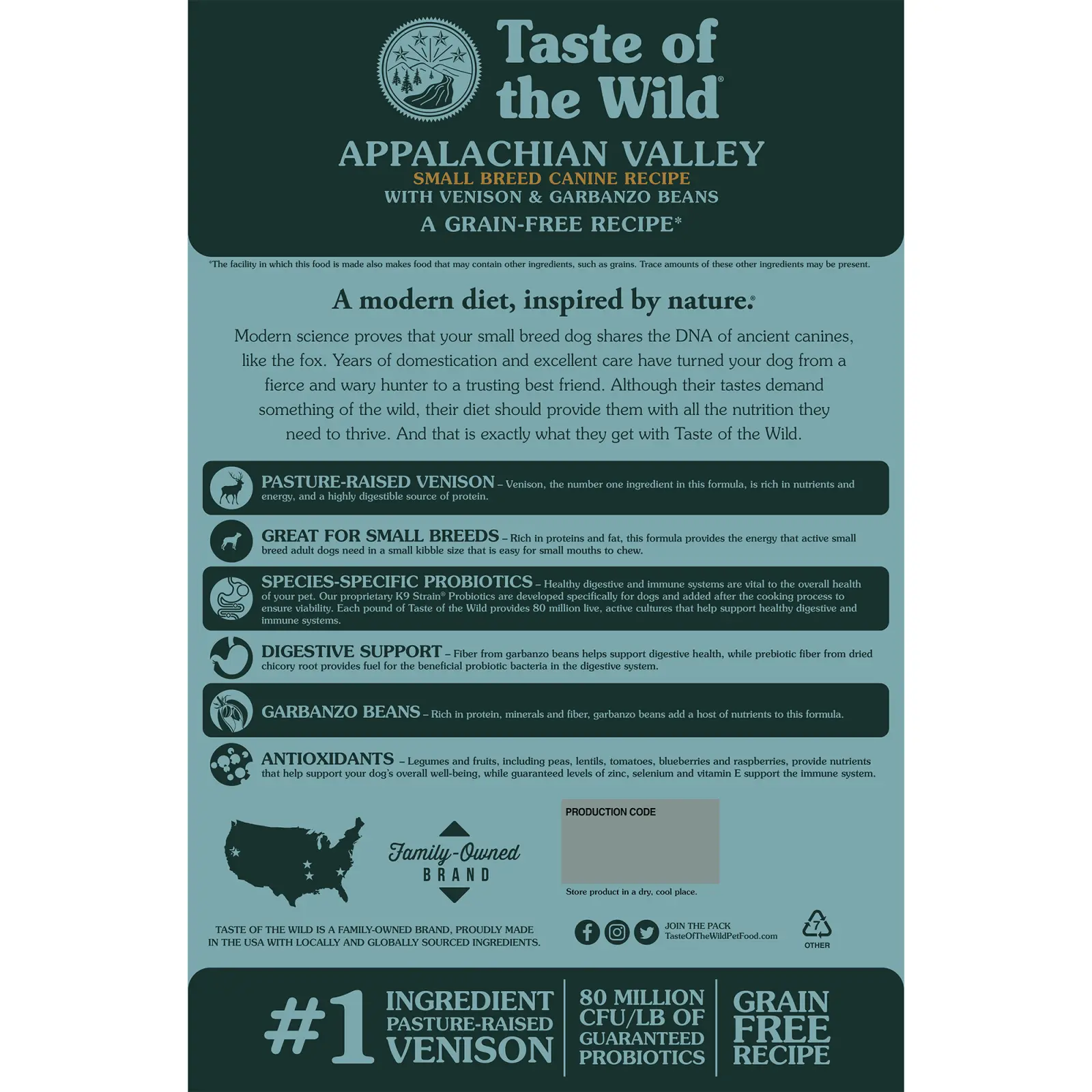 TASTE OF THE WILD Appalachian Valley Small Breed XS-M, Vanat si Miel, hrana uscata fara cereale caini, 12.2kg - Image 3