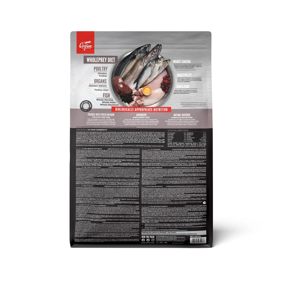 ORIJEN Fit & Trim, Pasare si Peste, hrana uscata fara cereale pisici, obezitate, 1.8kg - Image 6