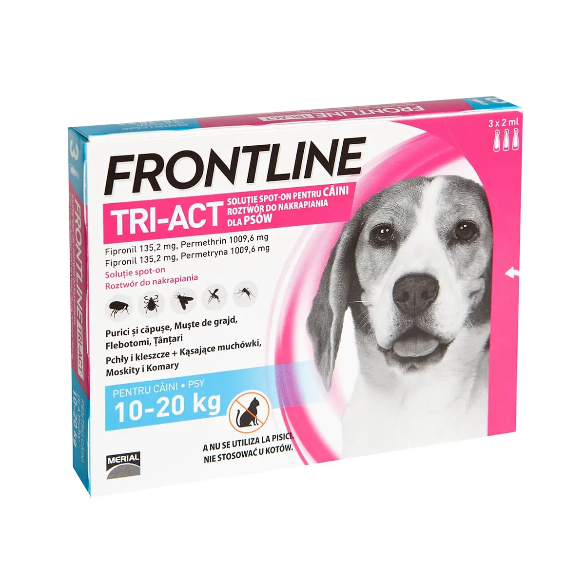 Frontline Tri-Act, solutie spot-on antiparazitara, caini FRONTLINE Tri-Act, spot-on, solutie antiparazitara, caini 10-20kg, 3 pipete - Image 2
