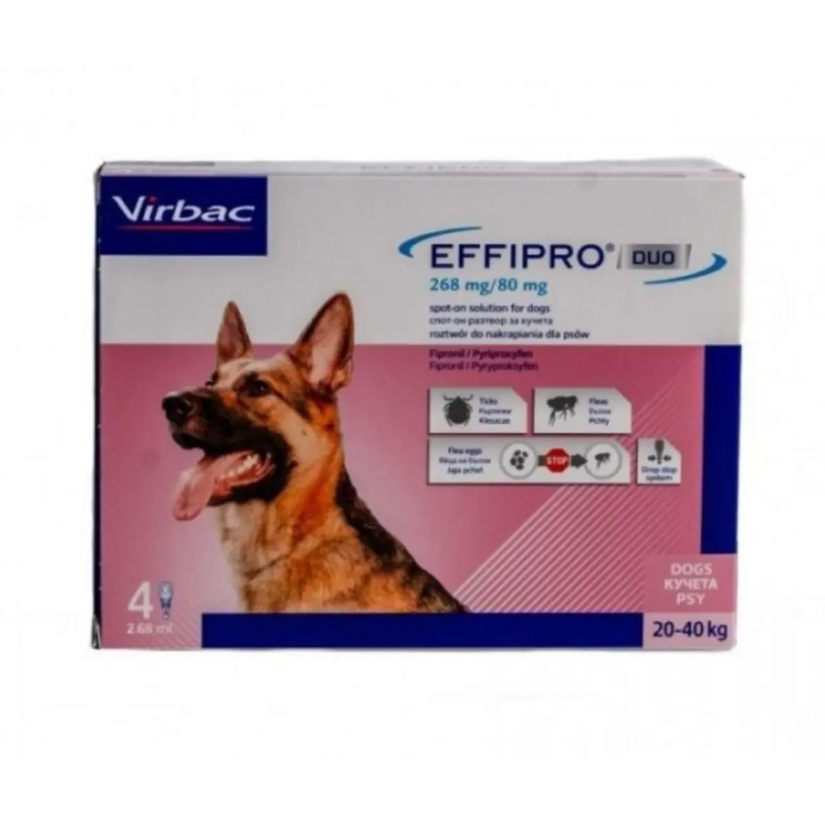 EFFIPRO Duo SD, deparazitare externa caini, pipeta repelenta, M-L(20 - 40kg), 4buc