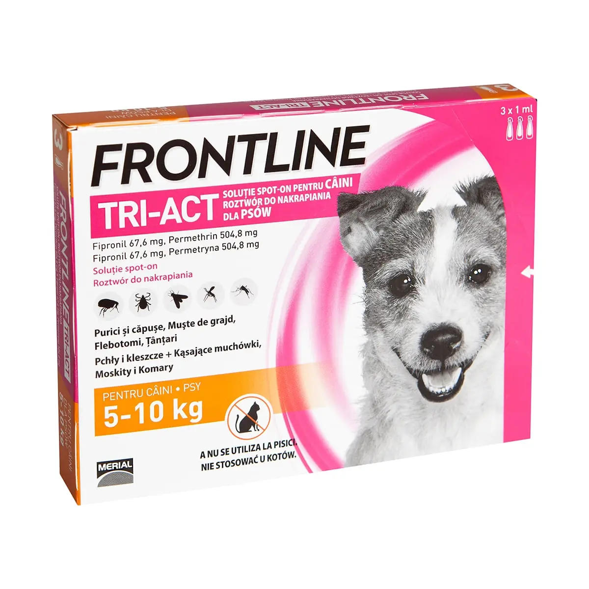 Frontline Tri-Act, solutie spot-on antiparazitara, caini FRONTLINE Tri-Act, spot-on, solutie antiparazitara, caini 5-10kg, 3 pipete - Image 2