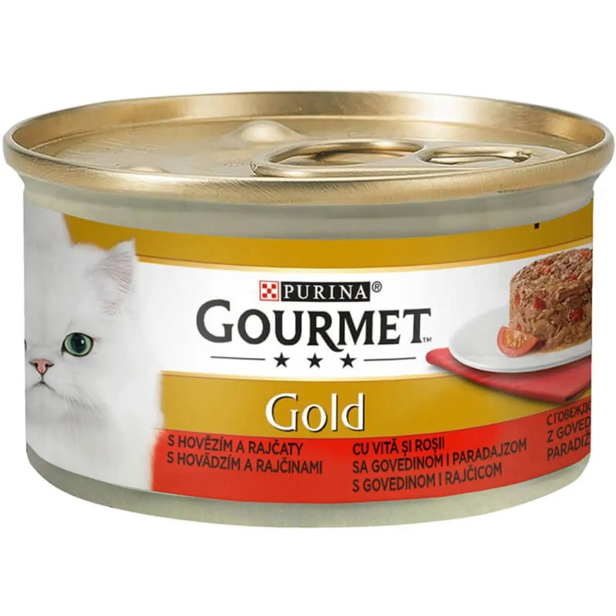 PURINA Gourmet Gold Savoury Cake, Vita cu Rosii, conserva hrana umeda pisici, (bucati de carne), 85g