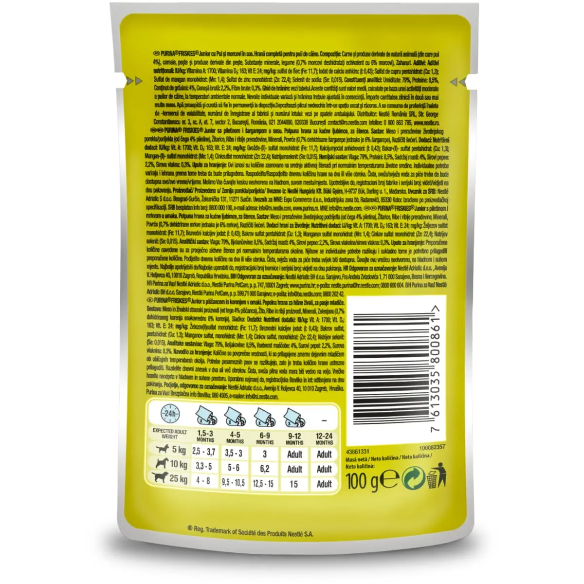 PURINA Friskies Junior, Pui cu Morcov, multipack plic hrana umeda caini, (in sos), 100g x 4 - Image 3