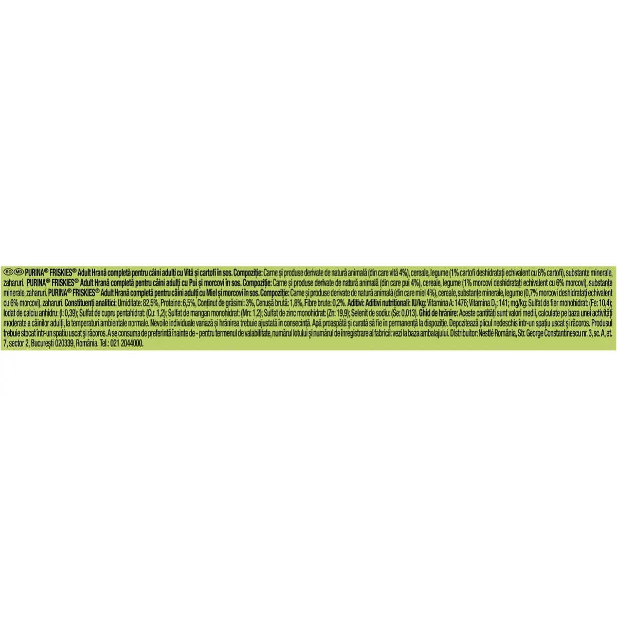 PURINA Friskies Adult, 3 arome (Vita cu Cartofi, Pui cu Morcov, Miel cu Morcov), pachet mixt, plic hrana umeda caini, (in sos), 100g x 4 - Image 5