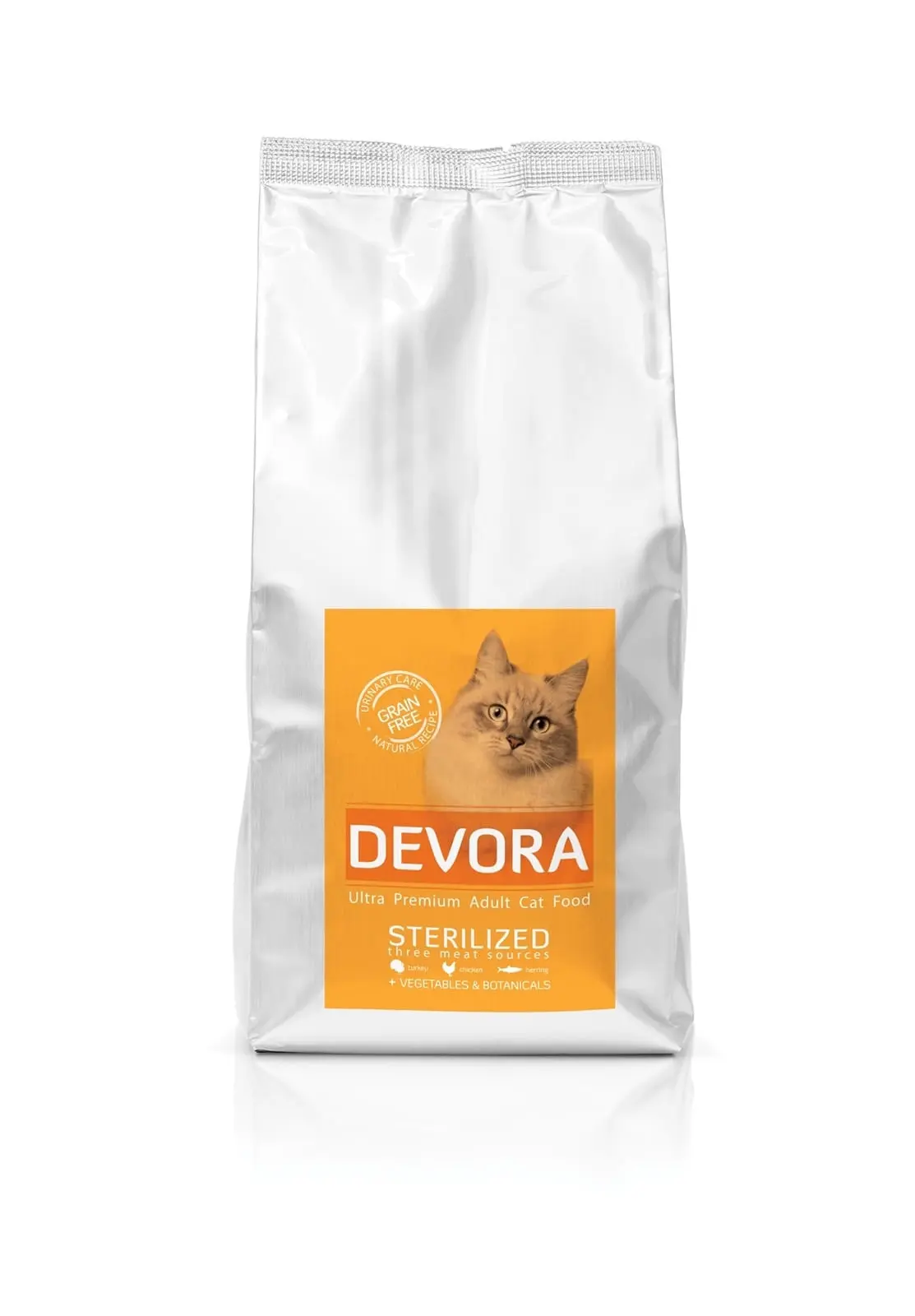 DEVORA Sterilised, Curcan si Peste, hrana uscata fara cereale pisici sterilizate Devora Cat Grain Free Sterilized cu Curcan, Pui si Hering, 400 g - Image 2