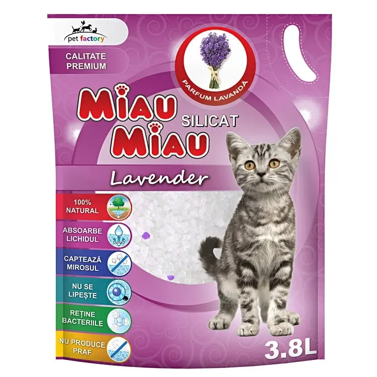 MIAU MIAU, Lavanda, asternut igienic pisici, granule, silicat, neaglomerant, neutralizare mirosuri, 3.8l - Image 2