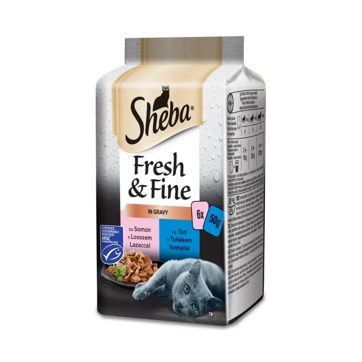 SHEBA Fresh & Fine Selectii, Peste, plic hrana umeda pisici, (in sos), multipack, 50g x 6buc - Image 2