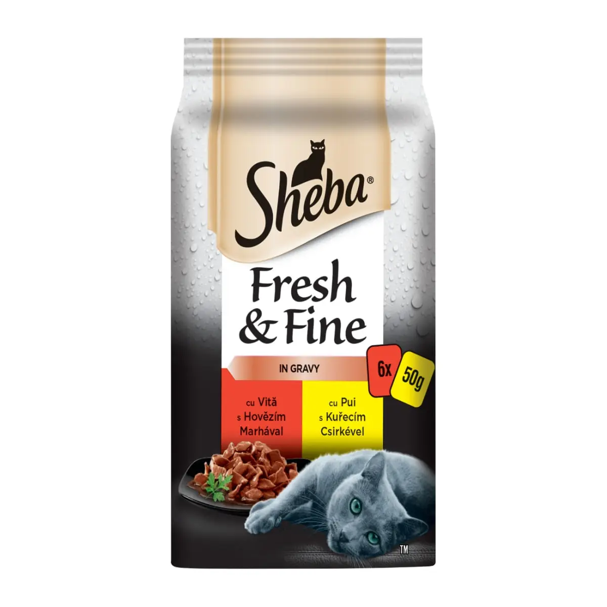SHEBA Fresh & Fine Selectii Mixte, Vita si Pui, plic hrana umeda pisici, (in sos), multipack, 50g x 6buc - Image 2