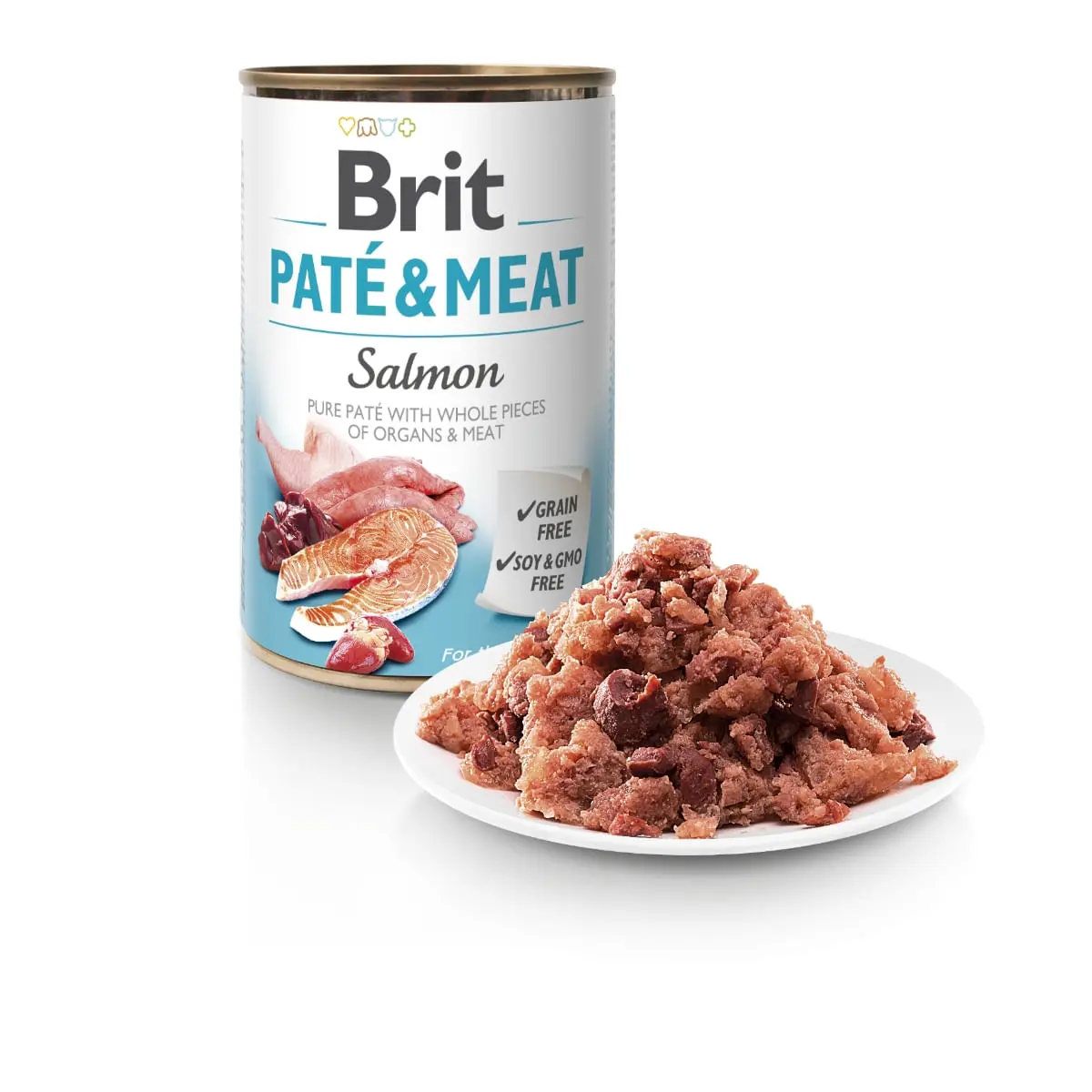 BRIT Pate & Meat, Somon, conserva hrana umeda fara cereale caini, (pate cu bucati de carne), 800g - Image 4