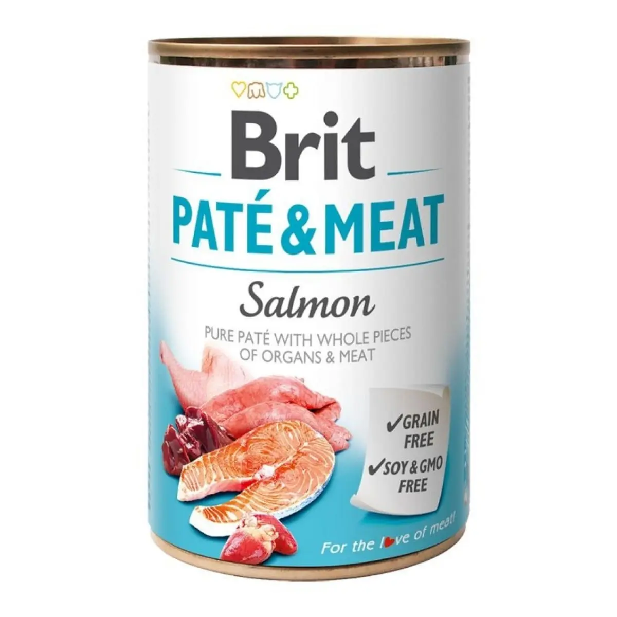 BRIT Pate & Meat, Somon, conserva hrana umeda fara cereale caini, (pate cu bucati de carne), 400g