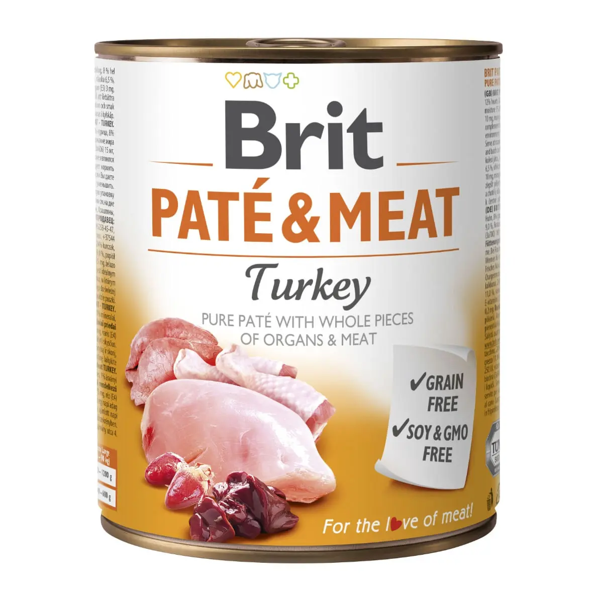BRIT Pate & Meat, Curcan, conserva hrana umeda fara cereale caini, (pate cu bucati de carne), 800g
