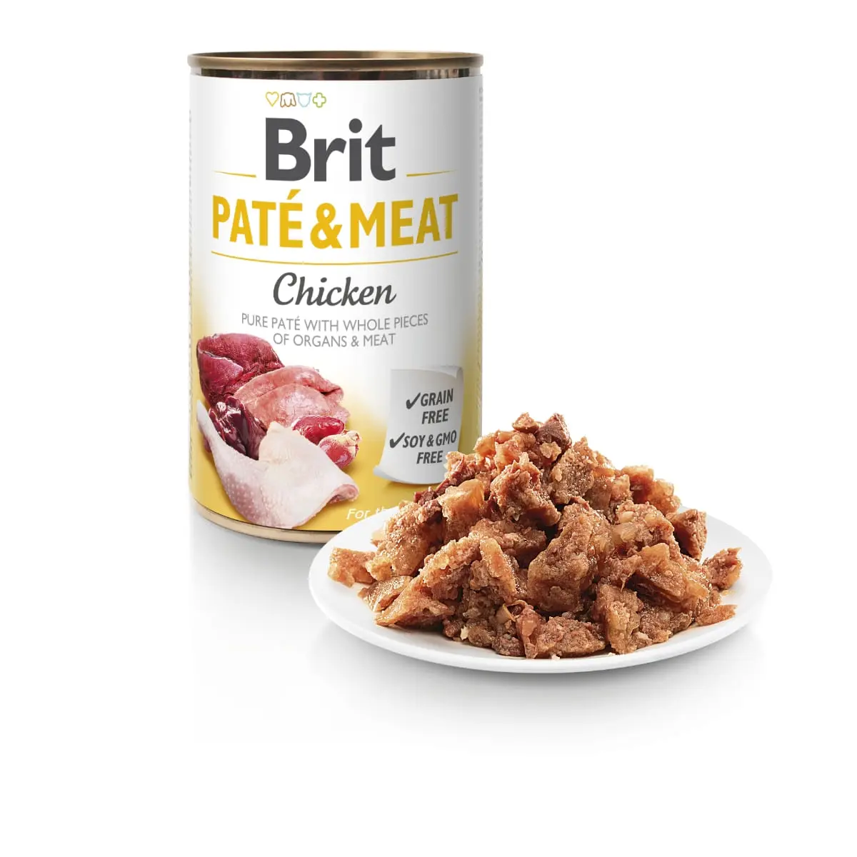 BRIT Pate & Meat, Pui, conserva hrana umeda fara cereale caini, (pate cu bucati de carne), 400g - Image 3